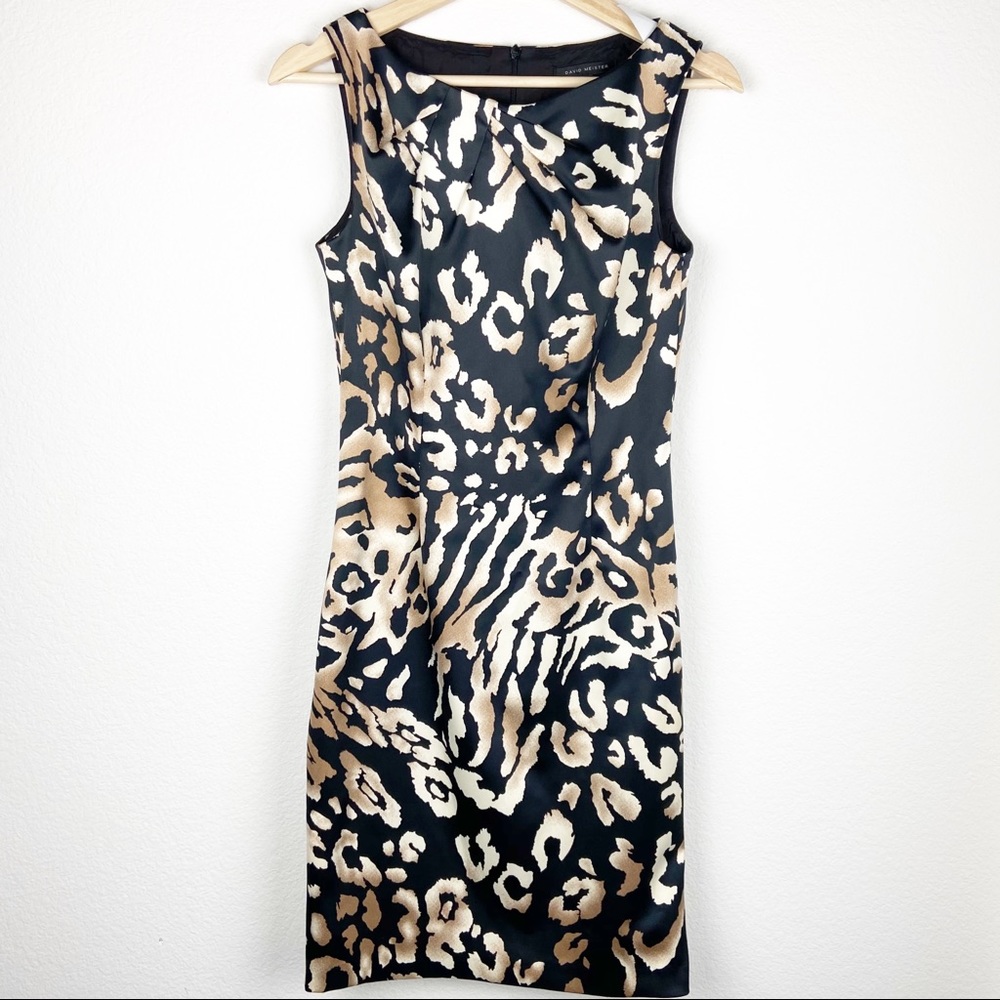 DAVID MEISTER Animal Print Knee-length Dress